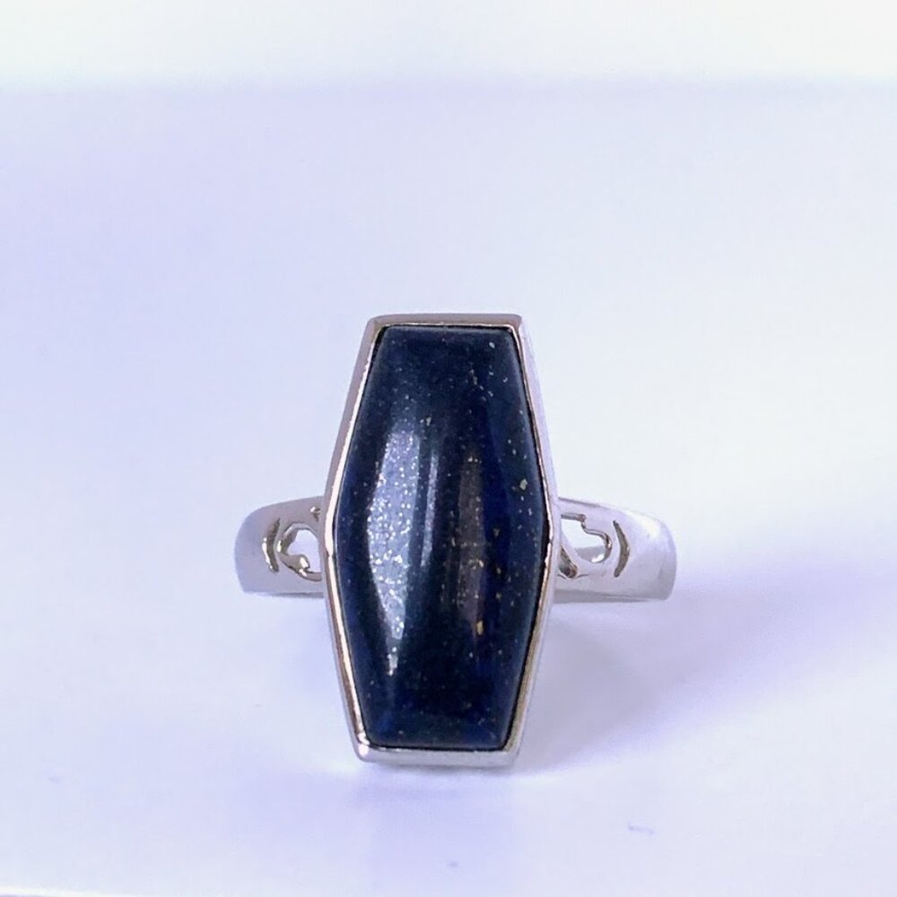 SOLD!  Lapis Lazuli Shield  Sterling Silver Ring Signed LUC (Lucas Lamenth)